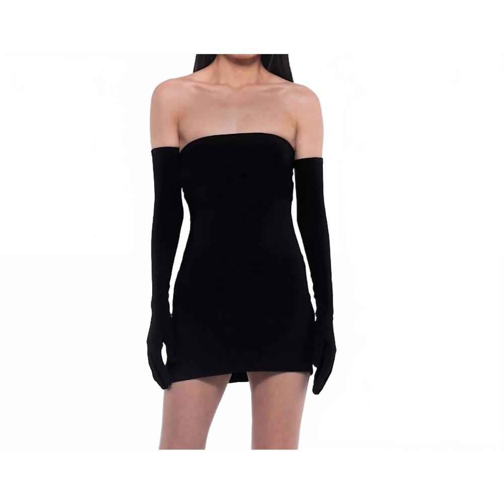 NEW MISCREANTS LONDON cupid mini dress & gloves in black
